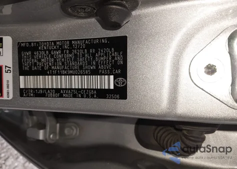 2021 Toyota Camry Xle Awd from USA, damaged, VIN 4T1F11BK9MU026585